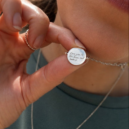 Signature Silver Engravable Circle Spin Pendant Necklace - FREE ENGRAVING