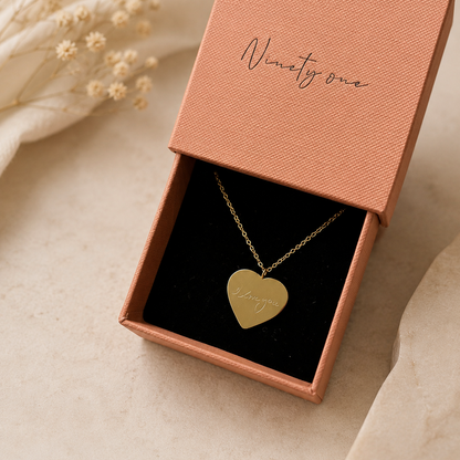 Everyday Gold Plated Large Heart Charm Ball Chain Necklace - FREE ENGRAVING