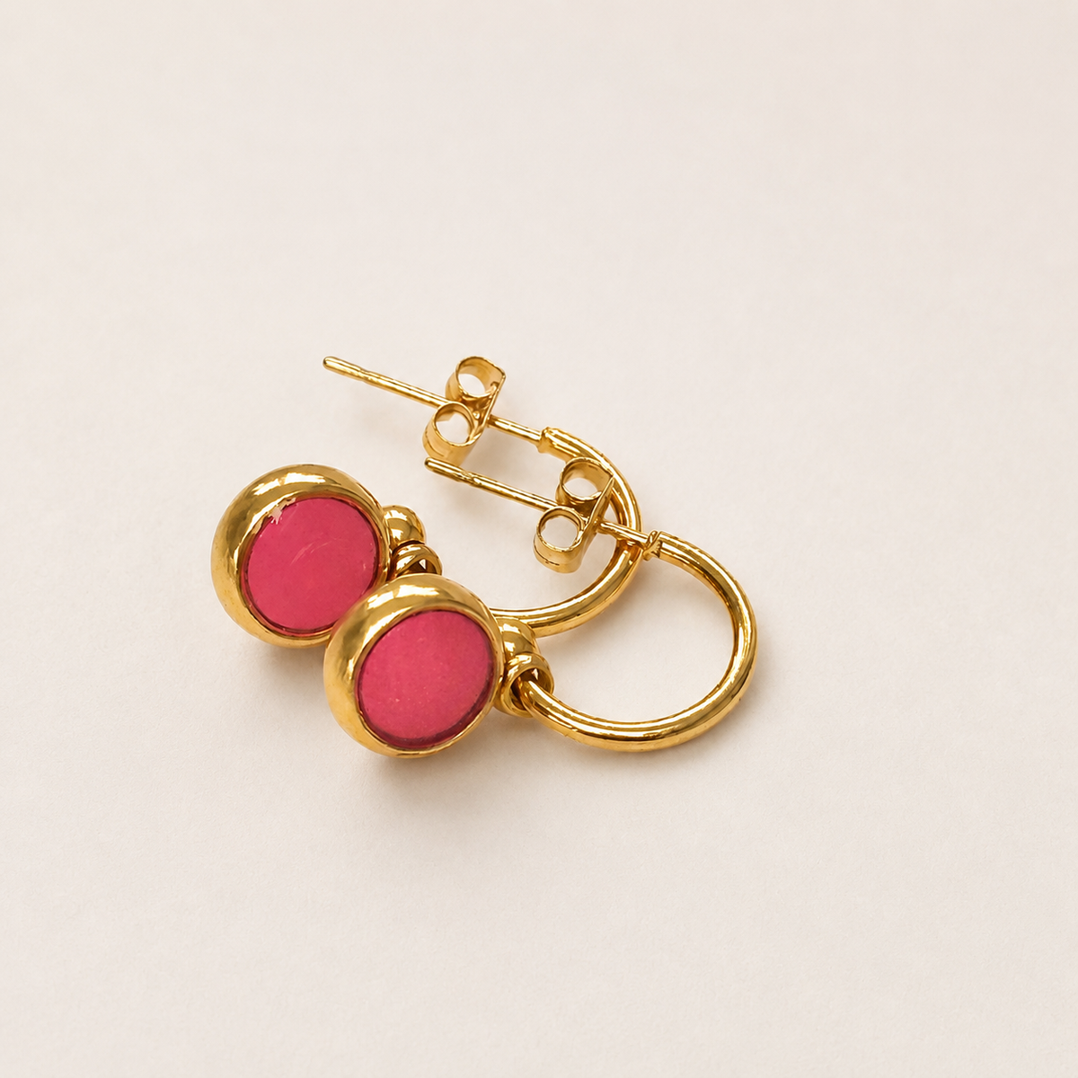 Everyday Gold Plated Stainless Steel Hoop Drop Earrings