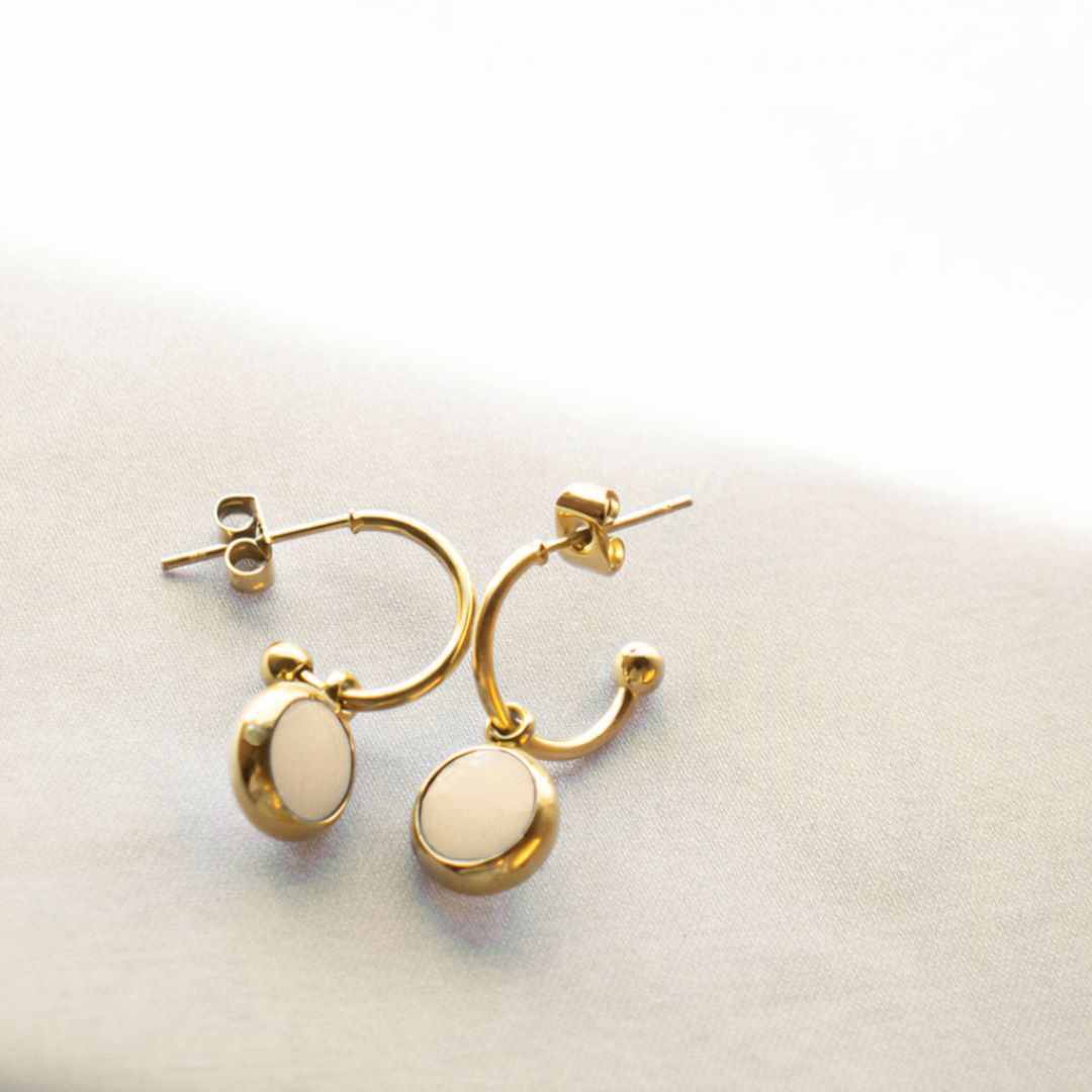 Everyday Gold Plated Stainless Steel Hoop Drop Earrings