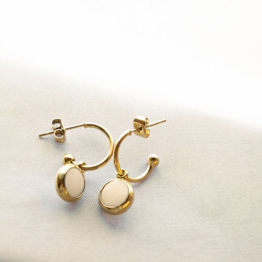 Everyday Gold Plated Stainless Steel Hoop Drop Earrings
