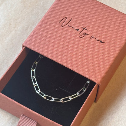 Signature Silver Paperclip Chain Heart Charm Necklace - FREE ENGRAVING